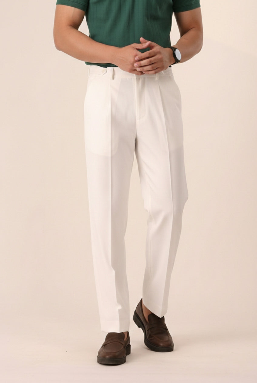 OFF WHITE ADJUSTABLE PLEATED PANTS