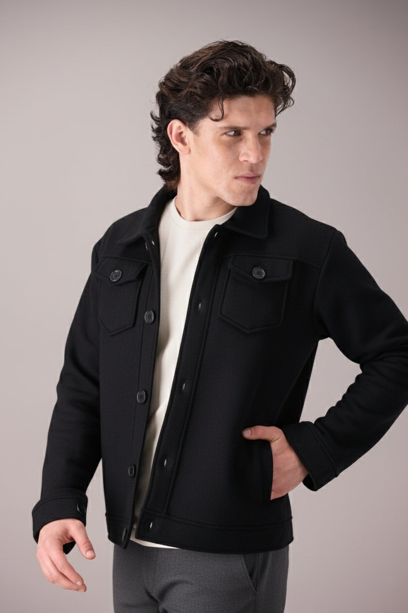 BLACK TRUCKER JACKET (UNISEX)