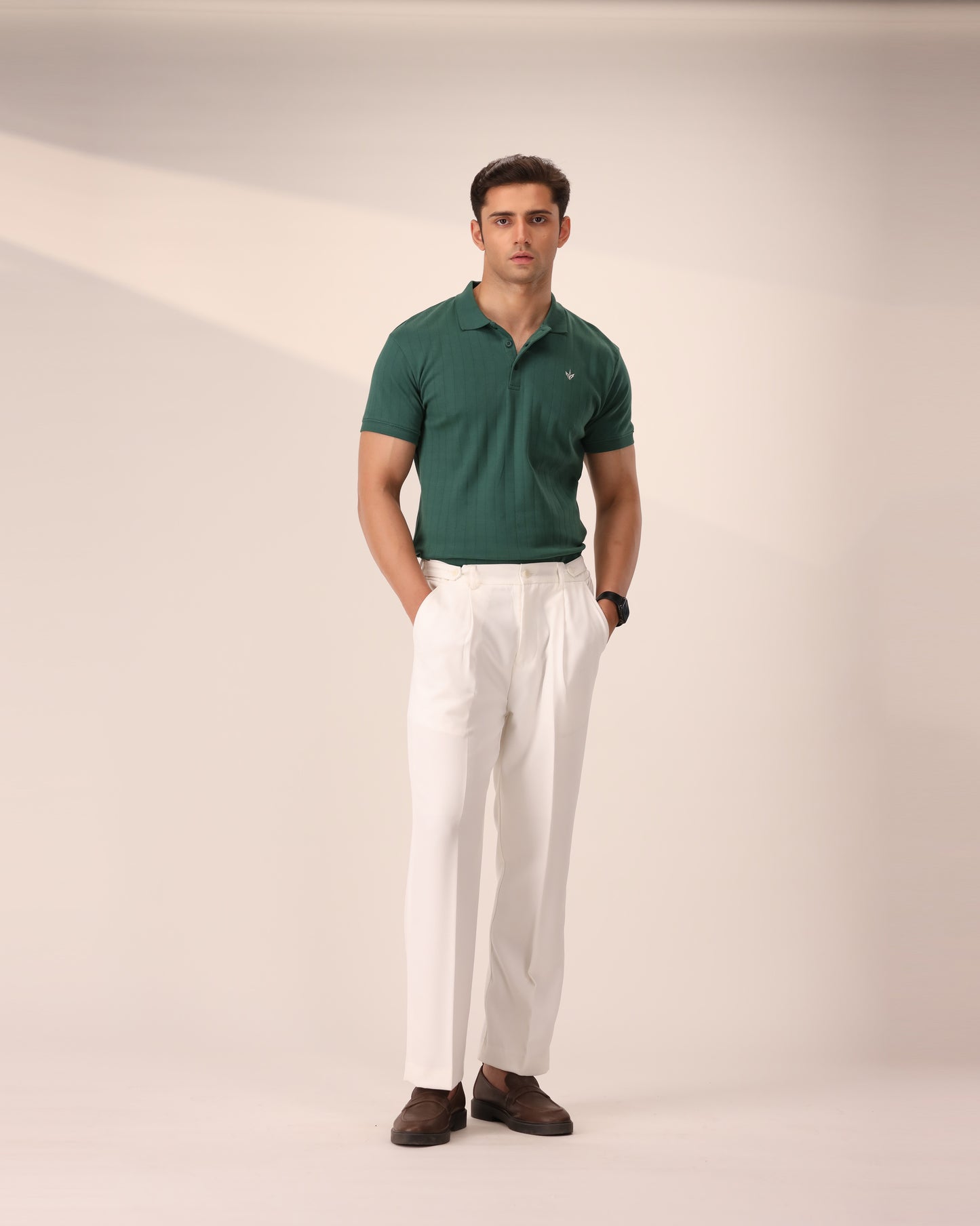 FOREST GREEN DROP NEEDLE POLO