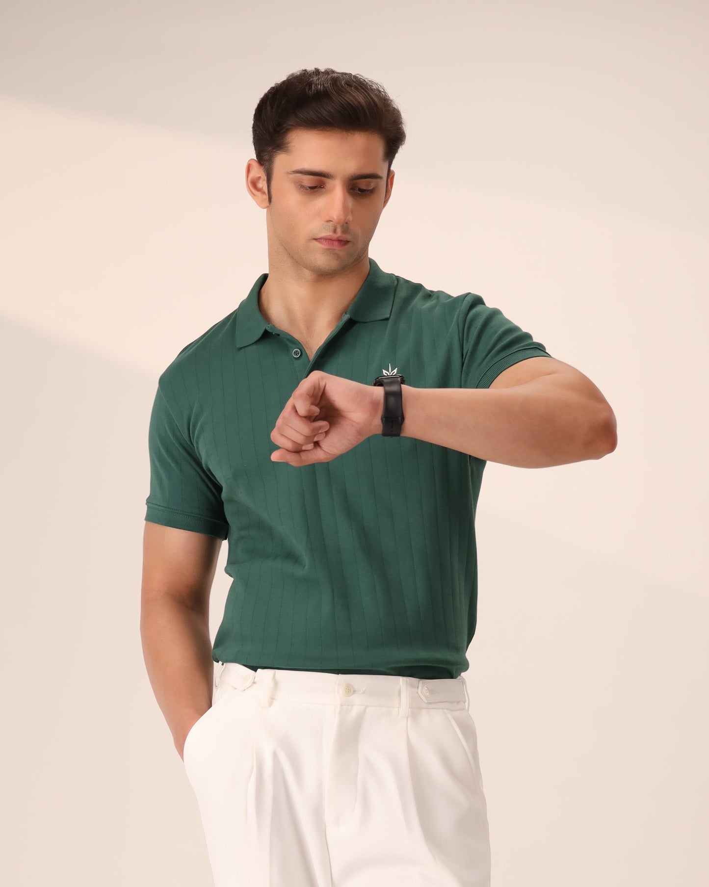 FOREST GREEN DROP NEEDLE POLO
