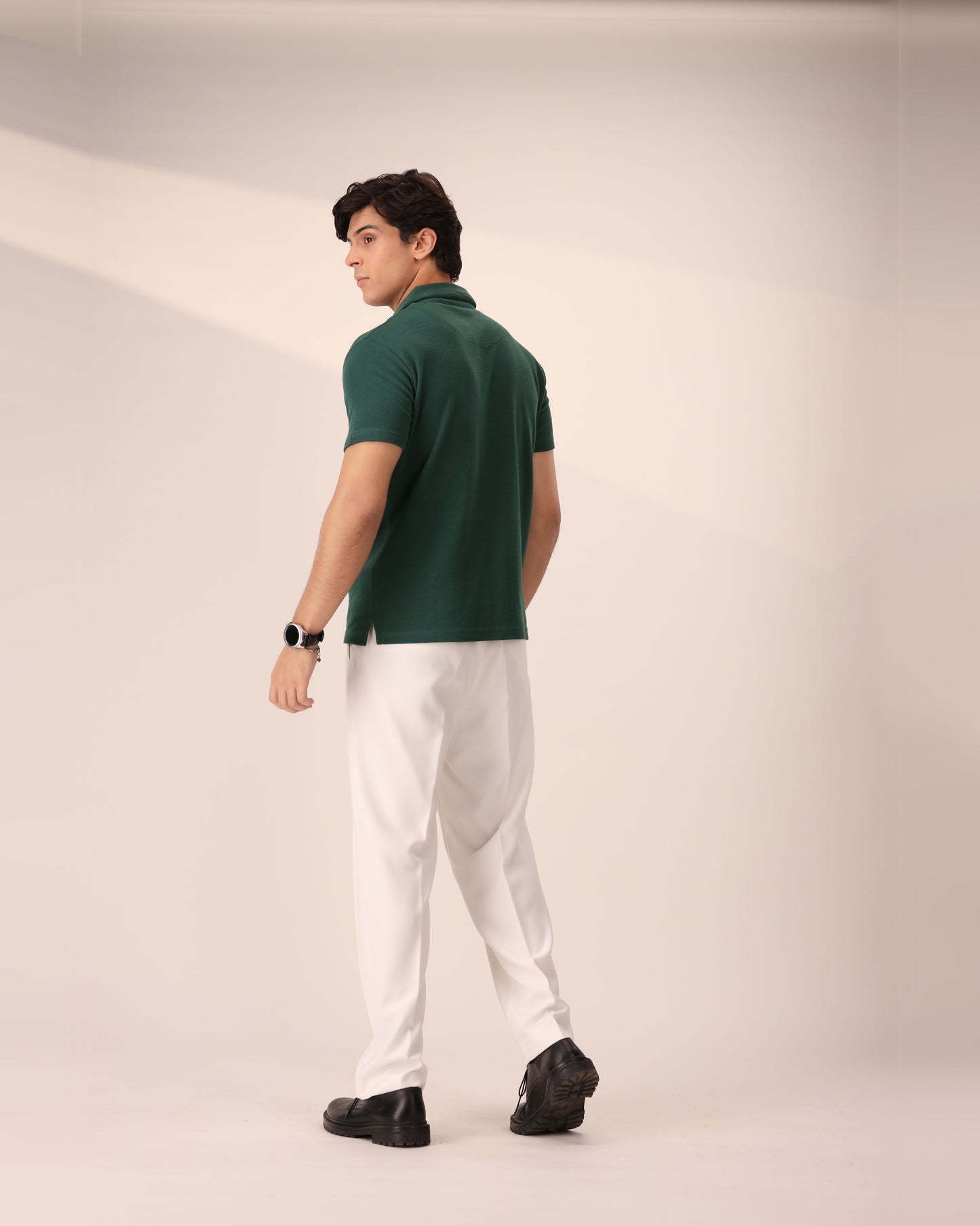FOREST GREEN WAFFLE KNIT CUBAN SHIRT
