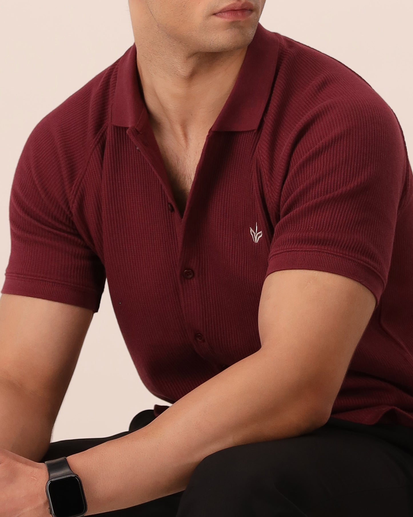 MAROON OTTOMAN KNITTED SHIRT