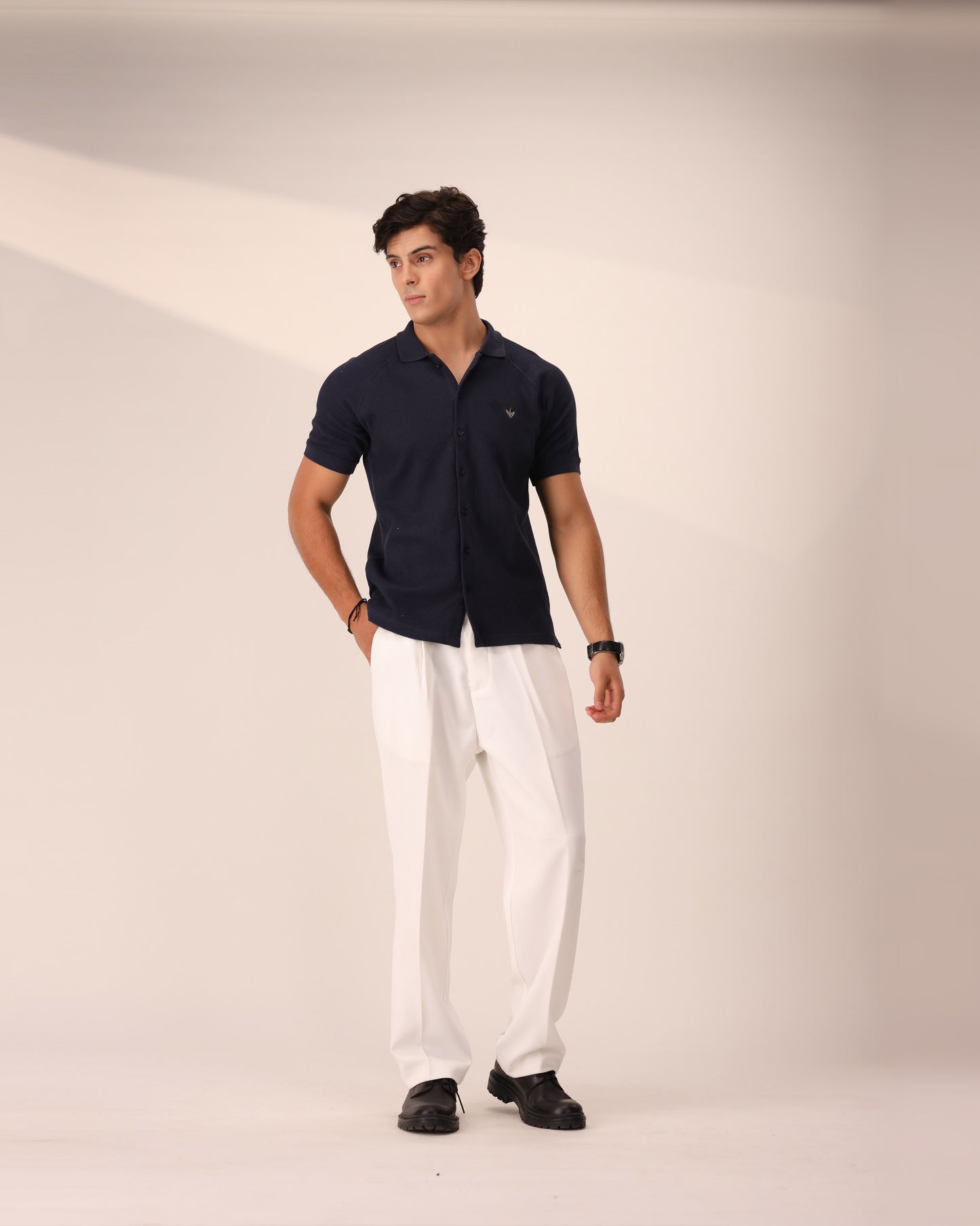 NAVY OTTOMAN KNITTED SHIRT
