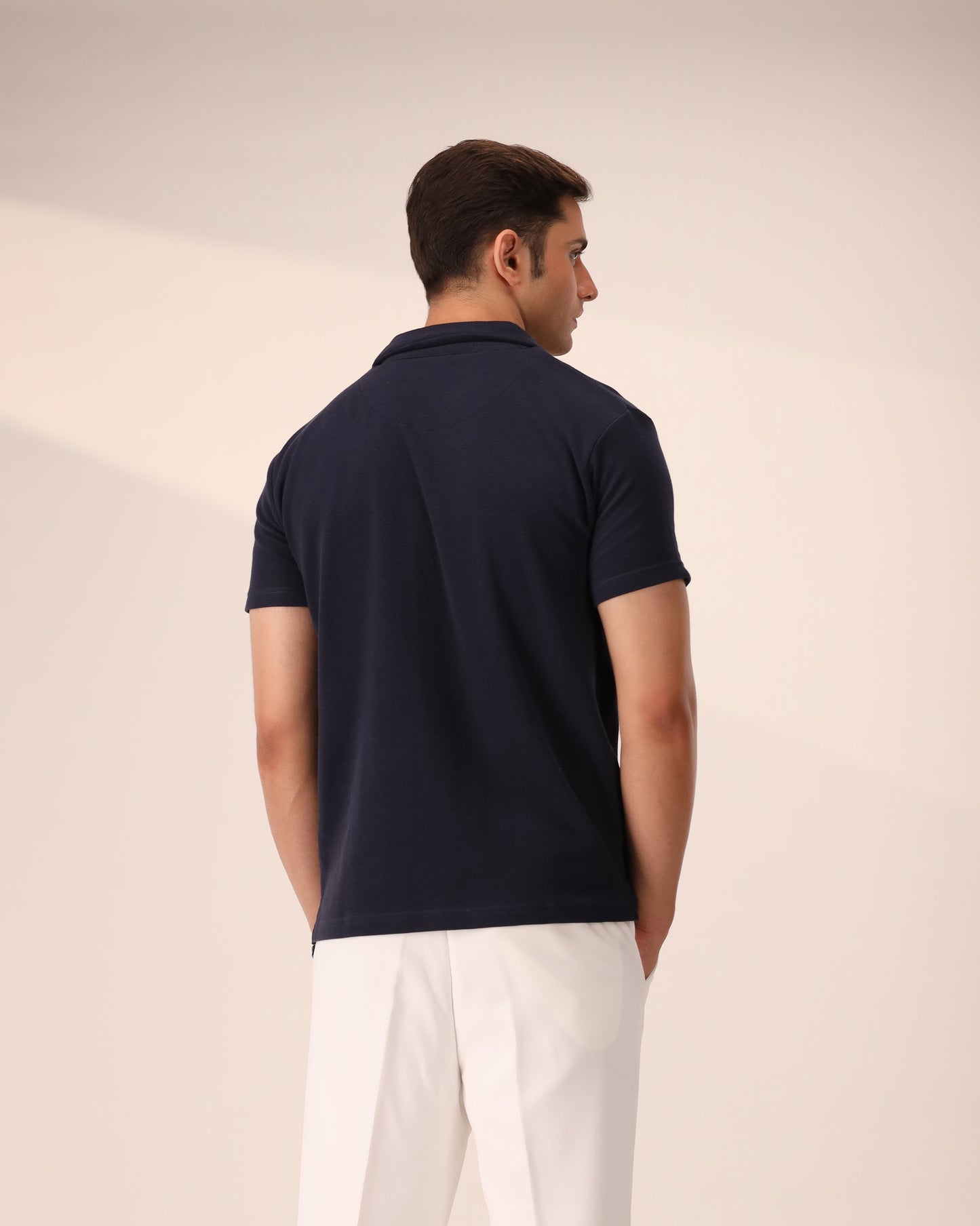 NAVY WAFFLE KNIT CUBAN SHIRT