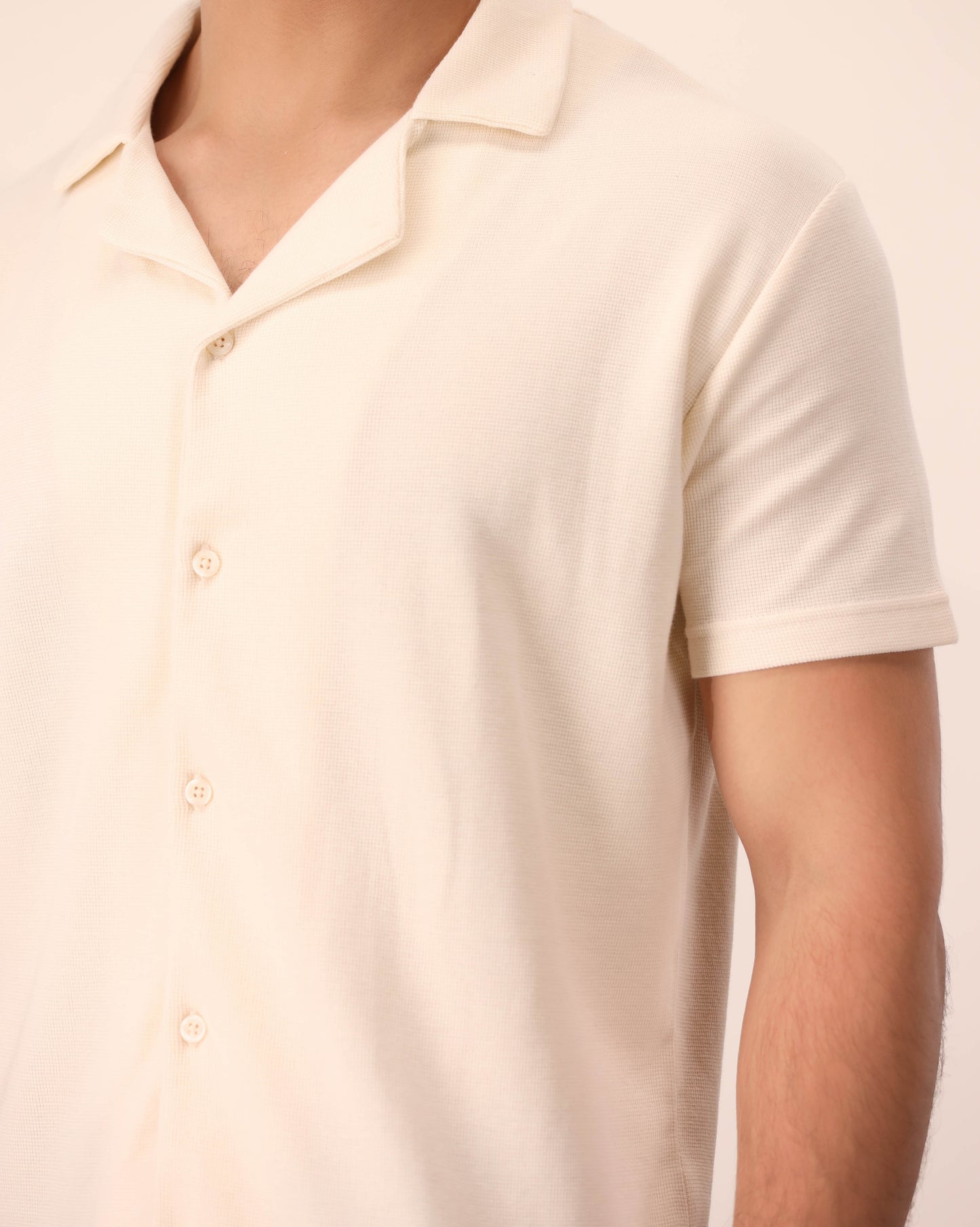 OFF-WHITE WAFFLE KNIT CUBAN SHIRT