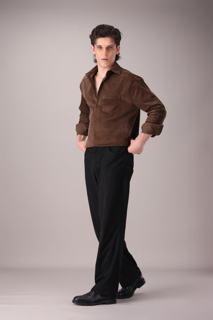 DARK BROWN CORDUROY SHIRT