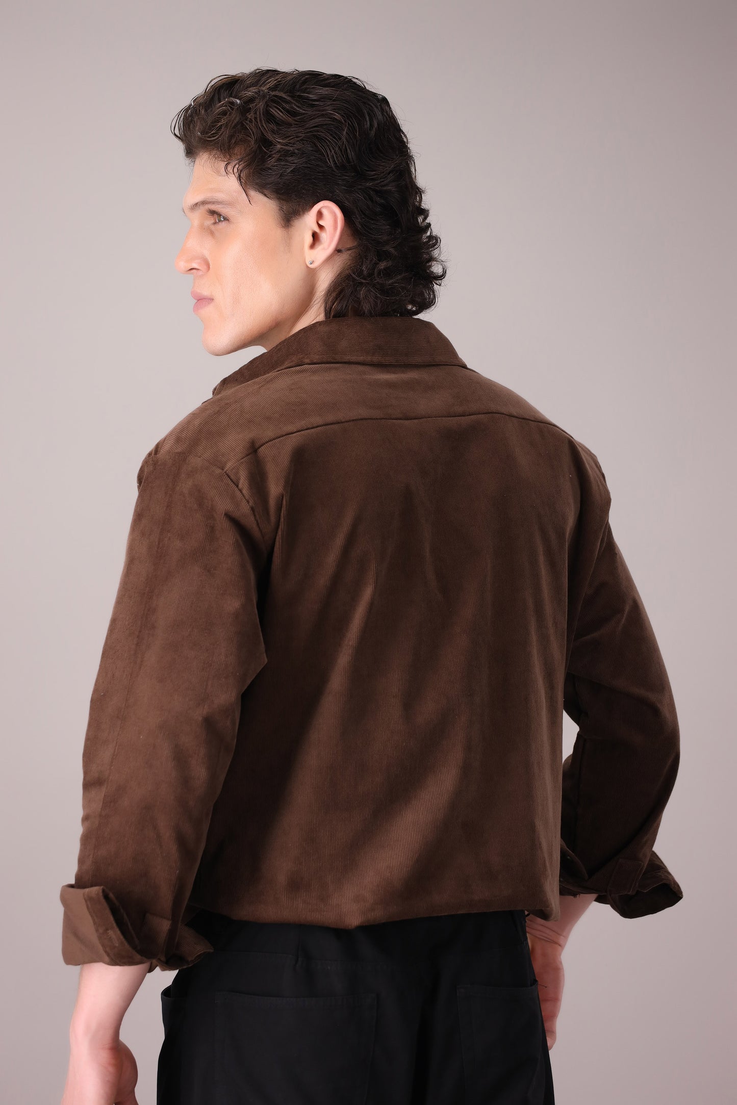 DARK BROWN CORDUROY SHIRT