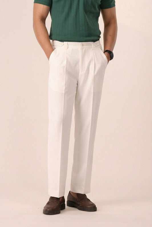 OFF WHITE ADJUSTABLE PLEATED PANTS