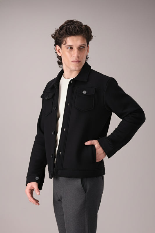 BLACK TRUCKER JACKET (UNISEX)