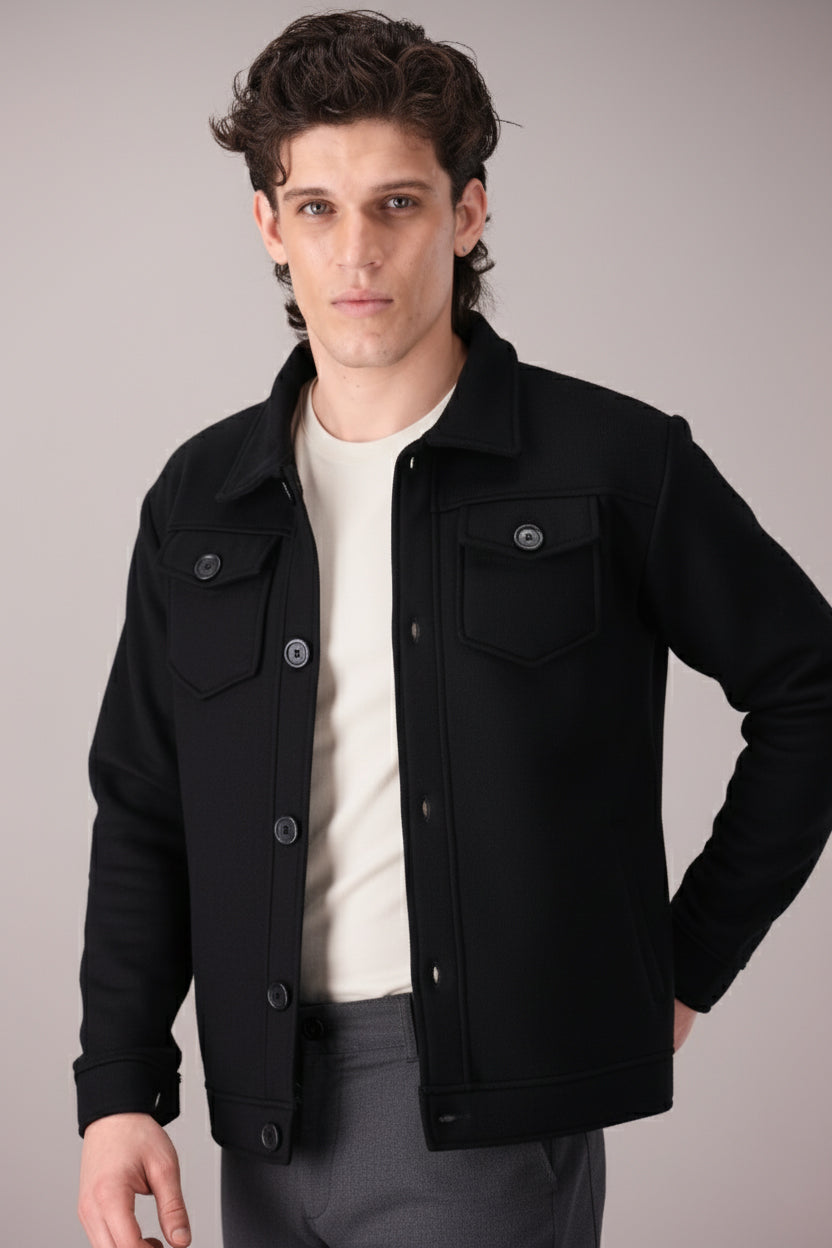 BLACK TRUCKER JACKET (UNISEX)