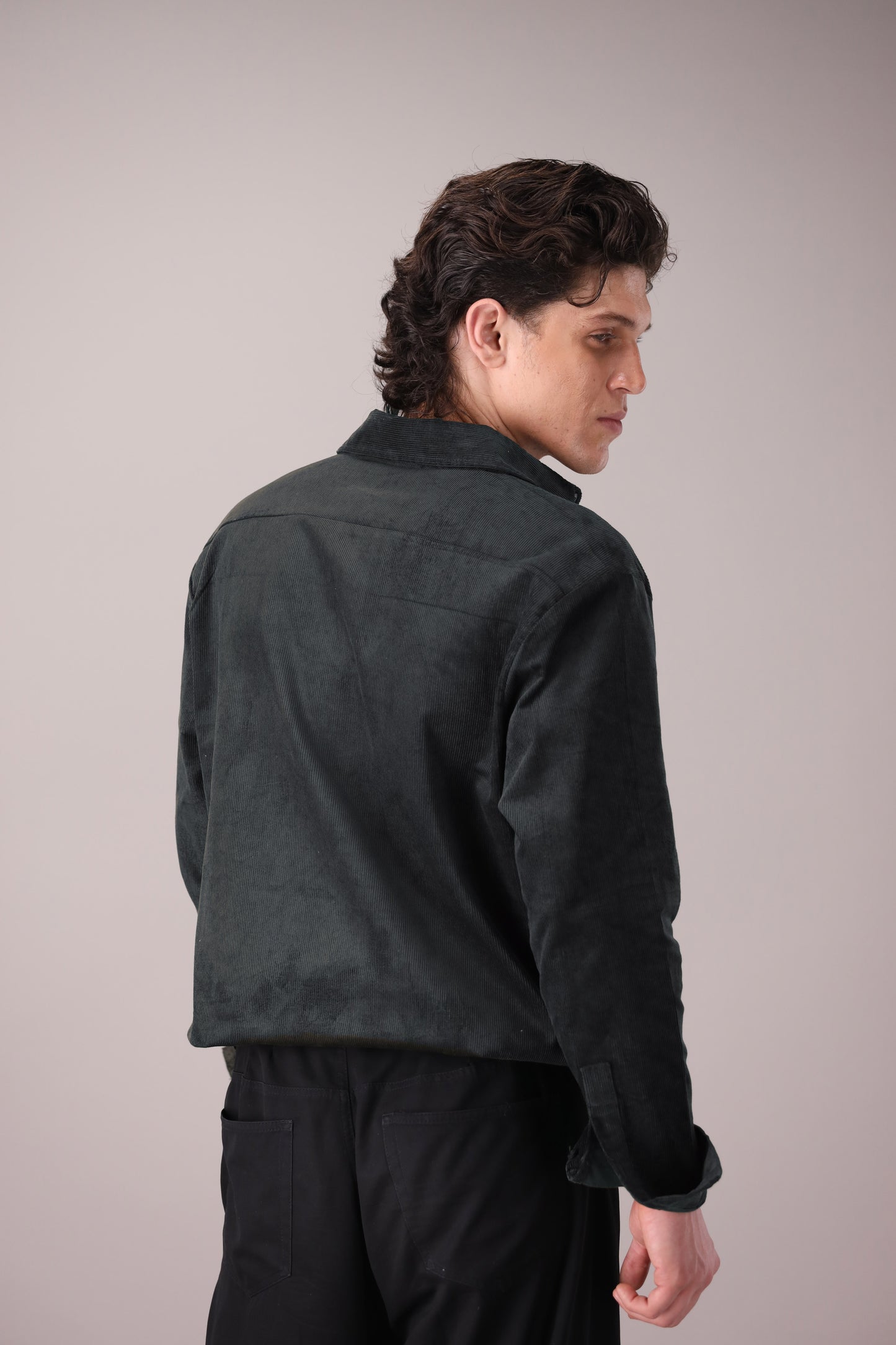 BOTTLE GREEN CORDUROY SHIRT