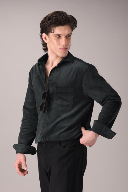 BOTTLE GREEN CORDUROY SHIRT
