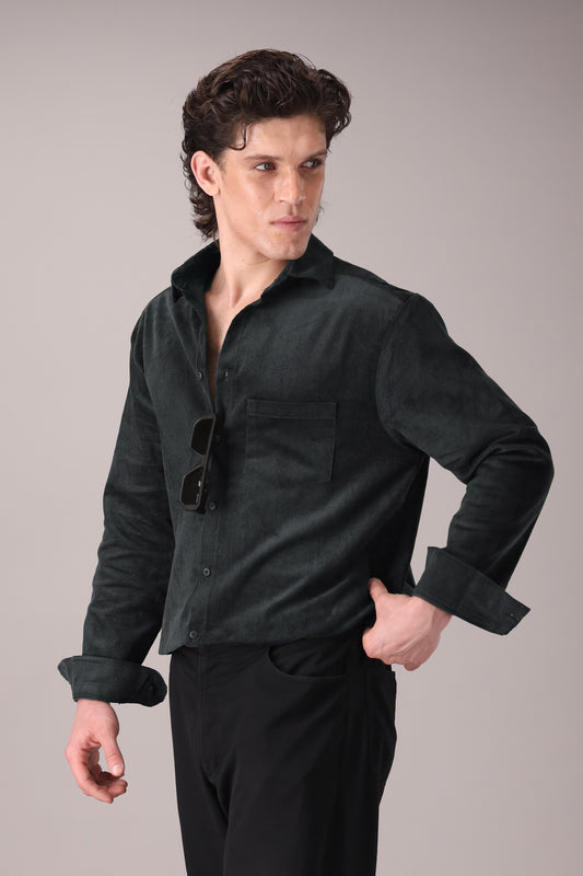 BOTTLE GREEN CORDUROY SHIRT