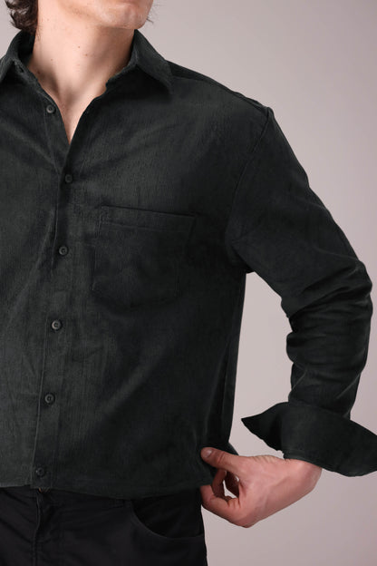 BOTTLE GREEN CORDUROY SHIRT