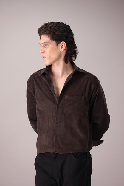 BLACK COFFEE CORDUROY SHIRT