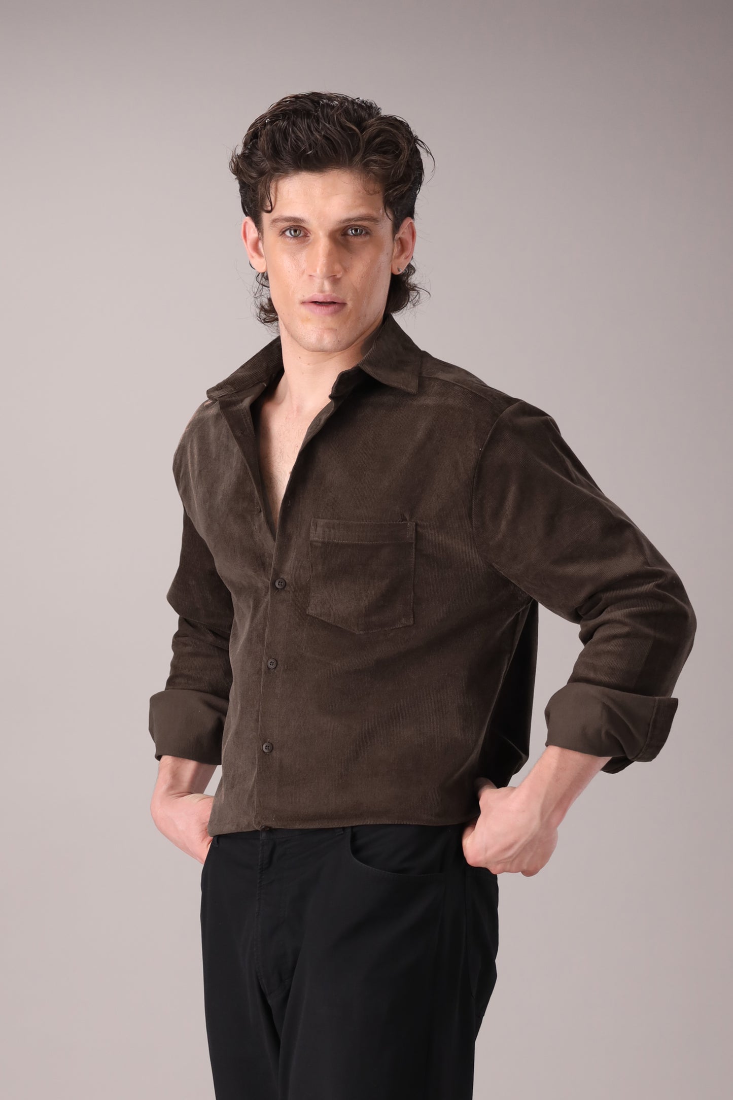 CHOCOLATE CORDUROY SHIRT