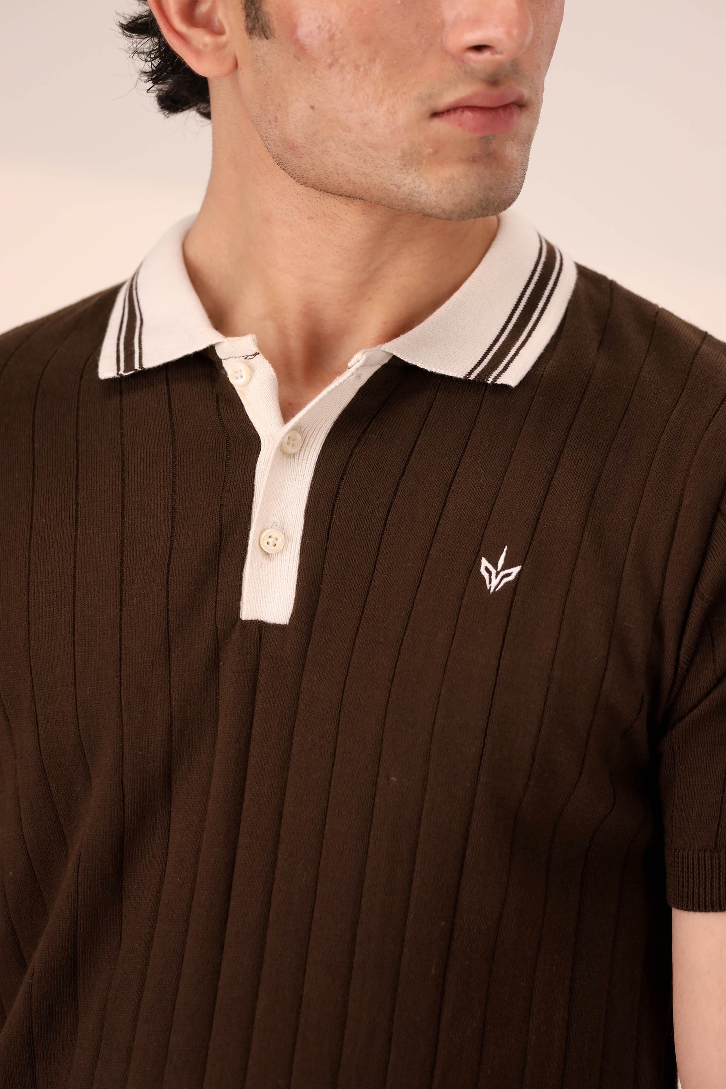 CHOCOLATE KNITTED SAILOR POLO