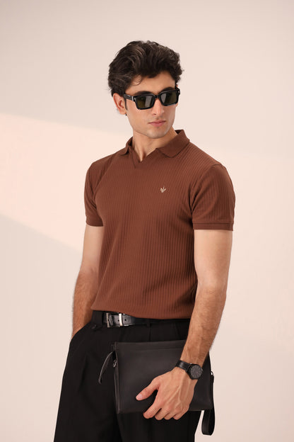 CINNAMON RUST ARTISAN RIB POLO