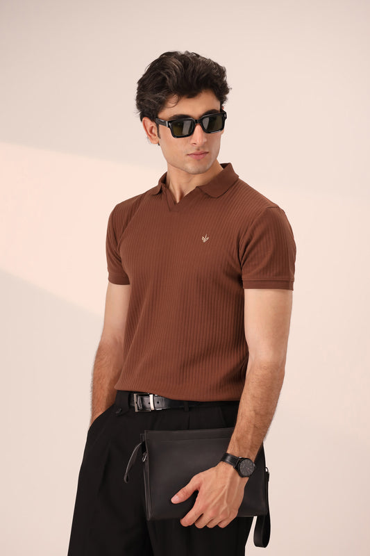 CINNAMON RUST ARTISAN RIB POLO
