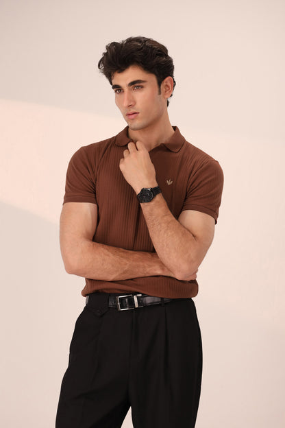 CINNAMON RUST ARTISAN RIB POLO