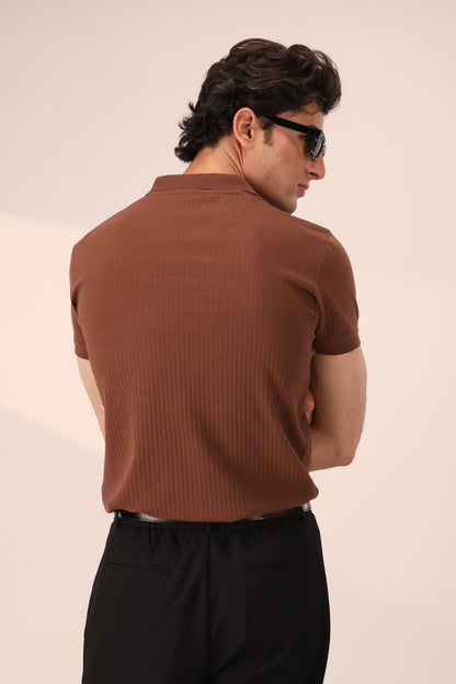 CINNAMON RUST ARTISAN RIB POLO