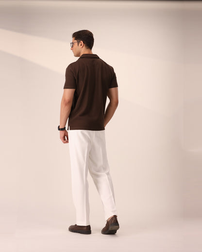 DARK BROWN WAFFLE KNIT CUBAN SHIRT