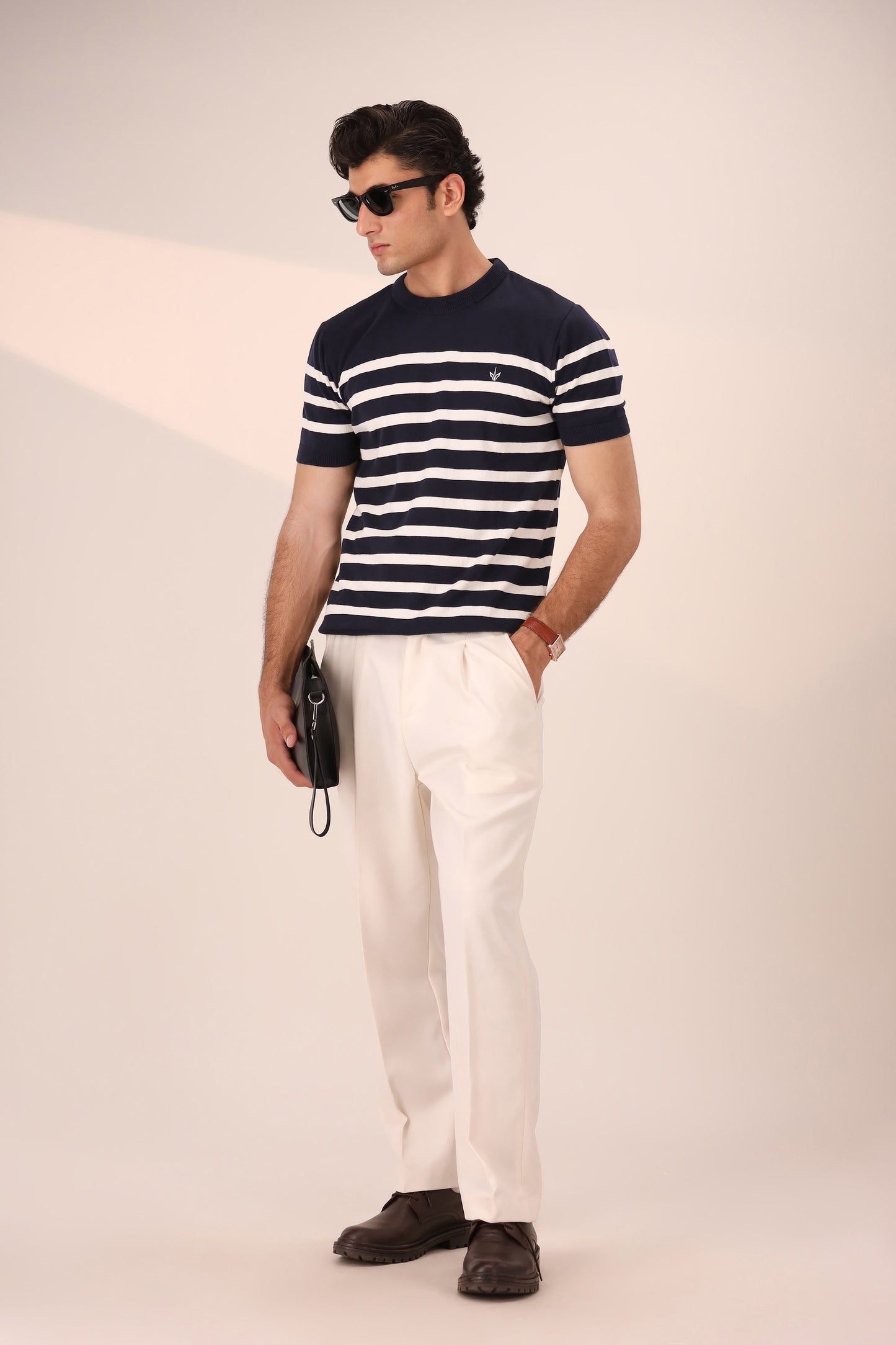 DARK NAVY BRETON KNIT CREW