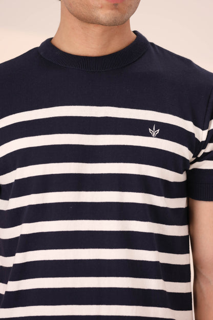 DARK NAVY BRETON KNIT CREW