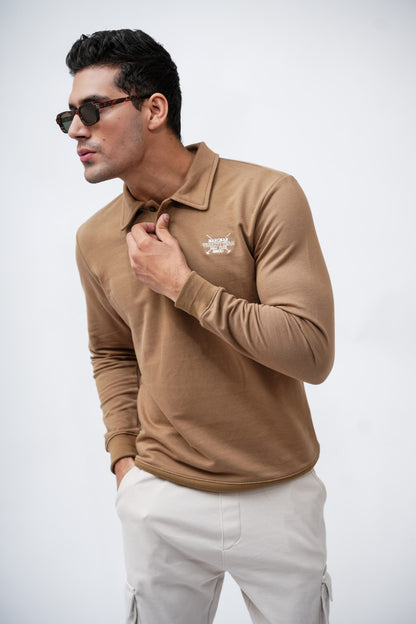 BEIGE POLO SWEATSHIRT