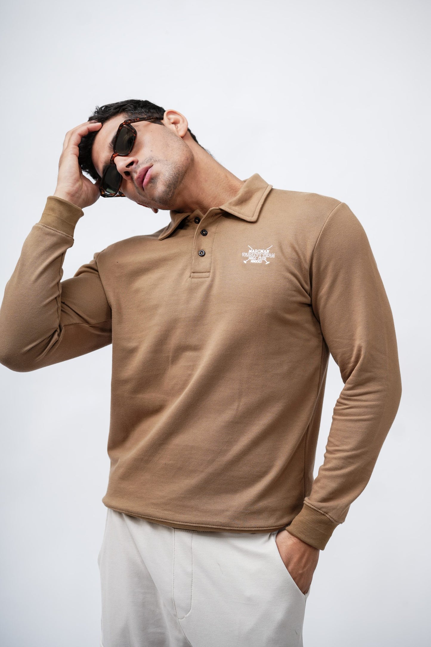 BEIGE POLO SWEATSHIRT