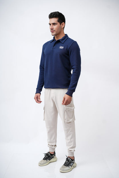 NAVY POLO SWEATSHIRT