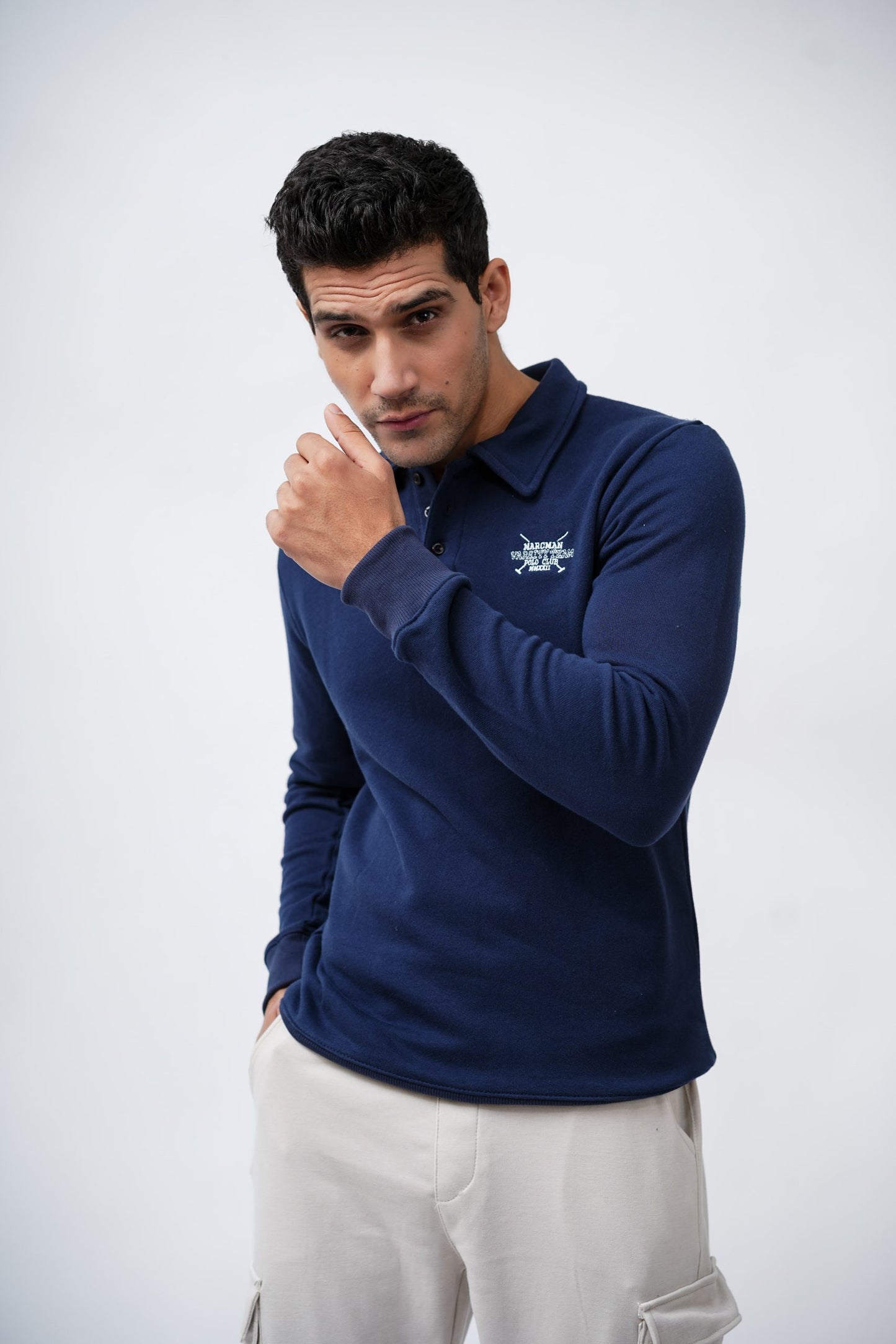 NAVY POLO SWEATSHIRT