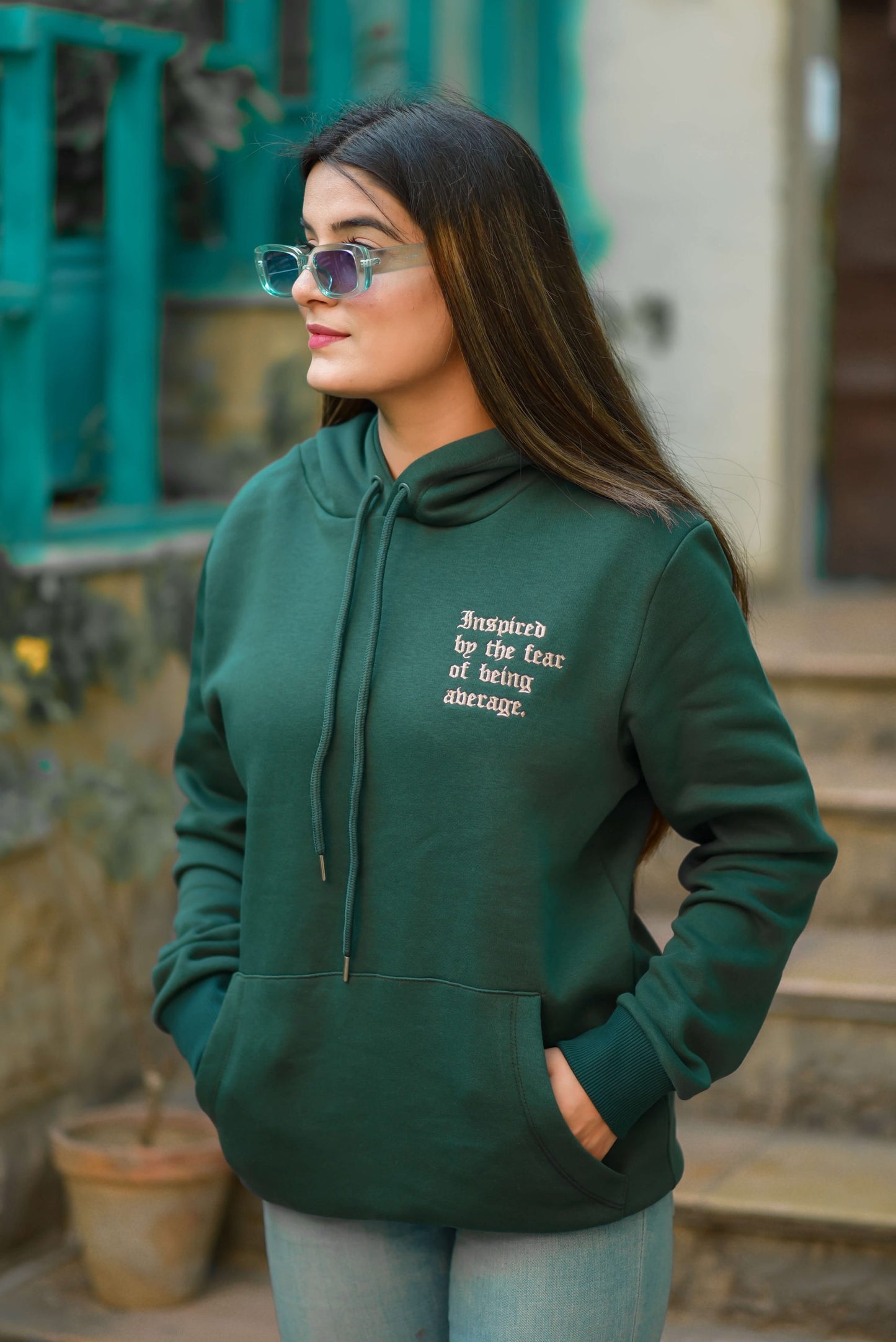 DARK GREEN PULLOVER HOOD (UNISEX)