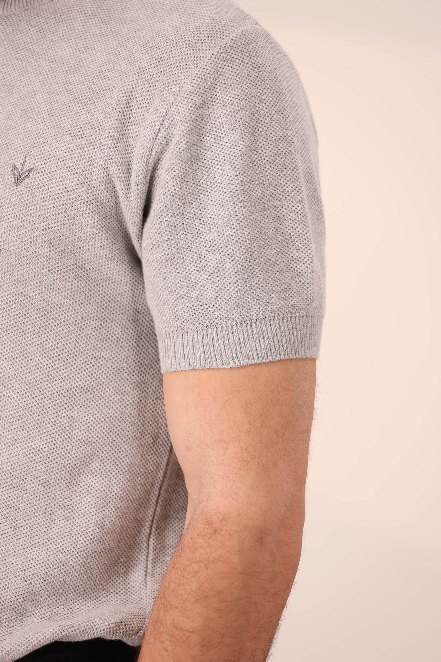HEATHER GREY MESH KNITTED HENLEY