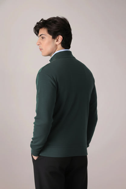 HERITAGE GREEN KNITTED QUARTER ZIPPER
