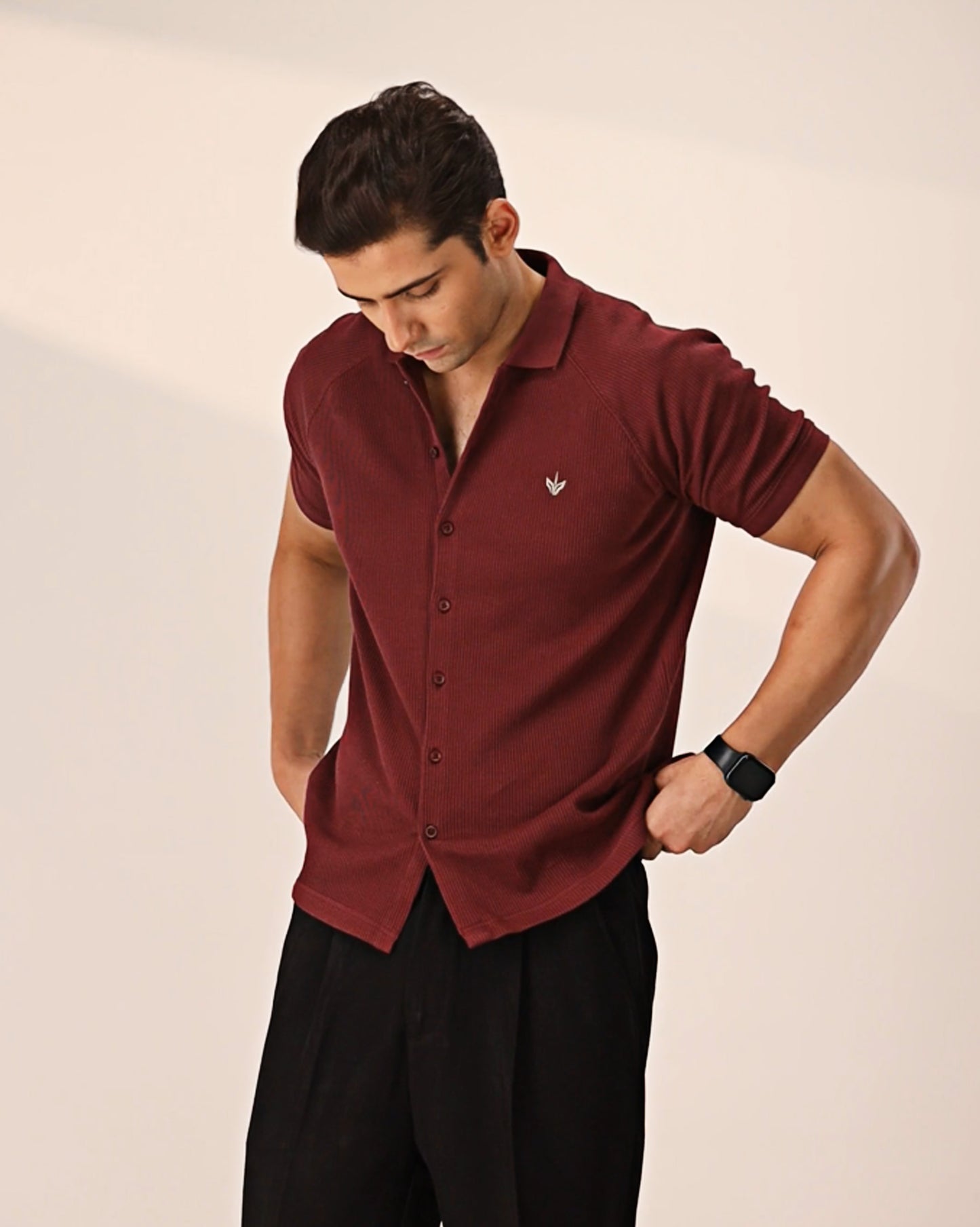 MAROON OTTOMAN KNITTED SHIRT