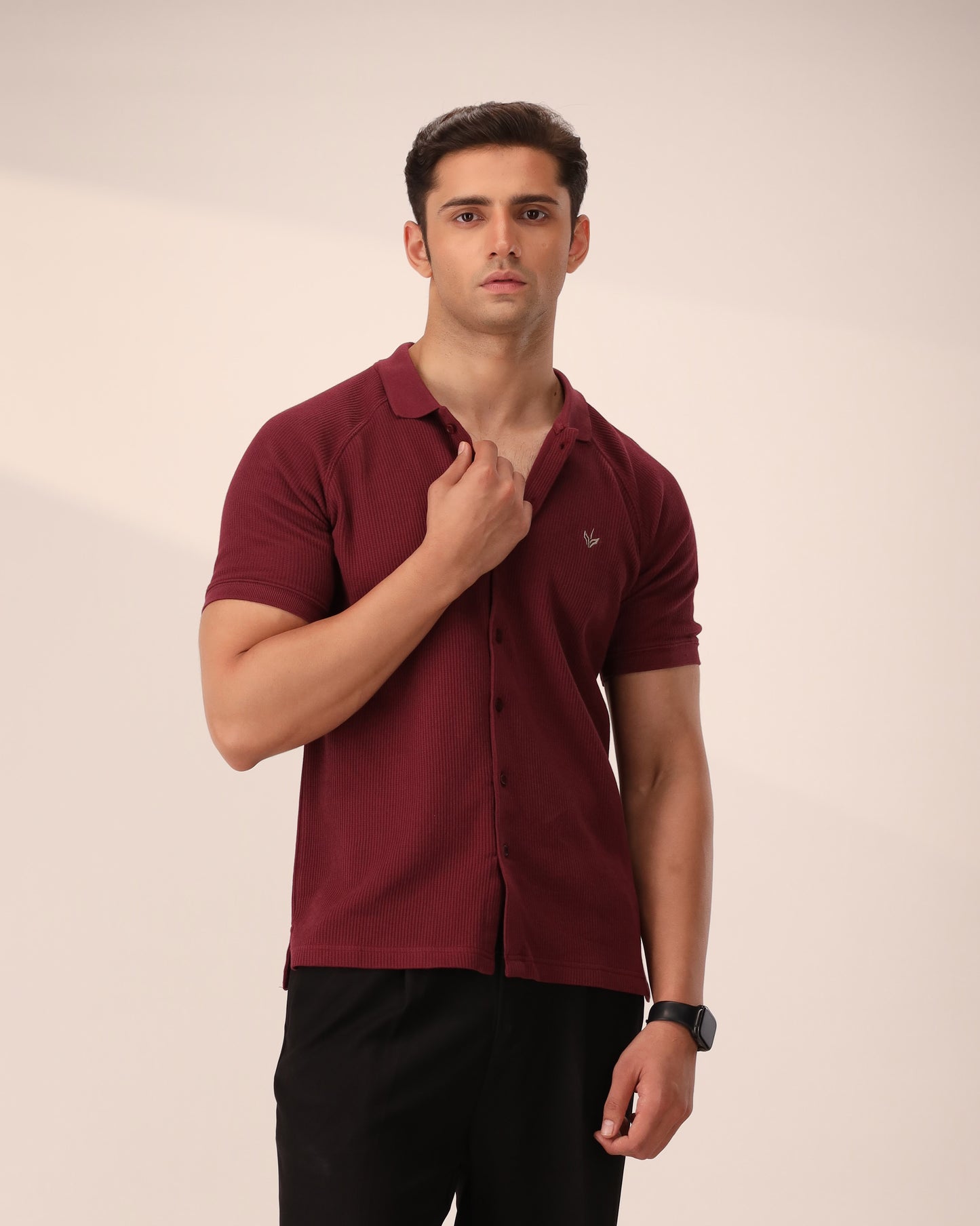 MAROON OTTOMAN KNITTED SHIRT
