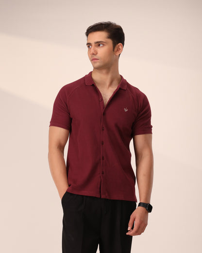MAROON OTTOMAN KNITTED SHIRT