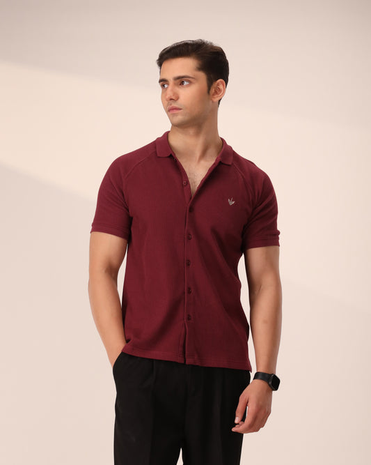 MAROON OTTOMAN KNITTED SHIRT