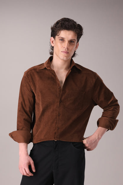 MOCHA BROWN CORDUROY SHIRT