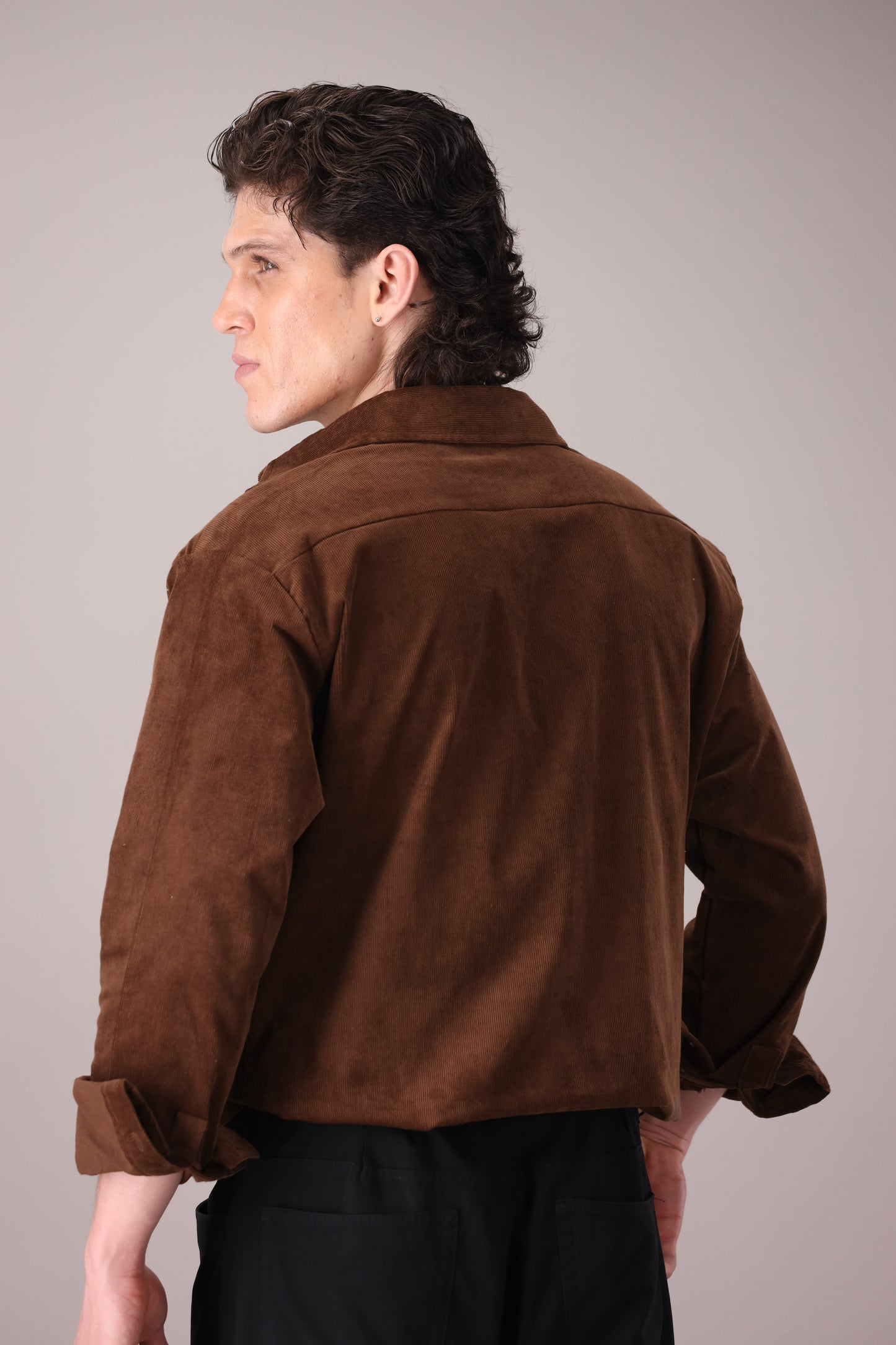 MOCHA BROWN CORDUROY SHIRT