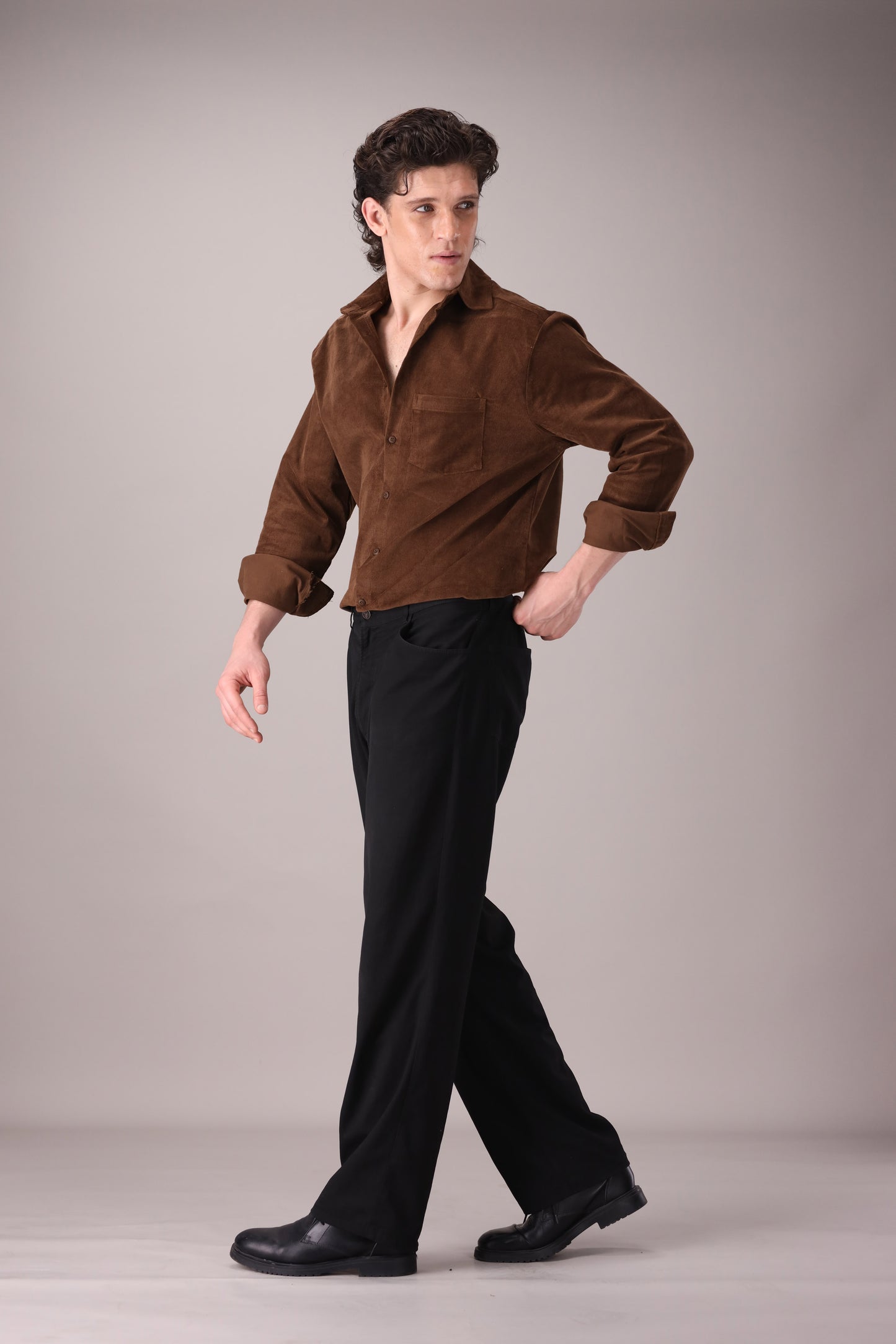 MOCHA BROWN CORDUROY SHIRT