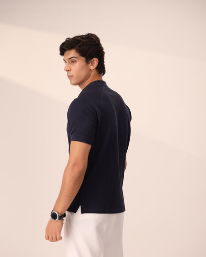 NAVY OTTOMAN KNITTED SHIRT