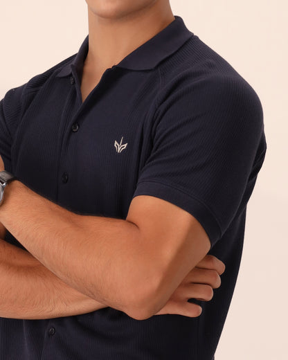 NAVY OTTOMAN KNITTED SHIRT