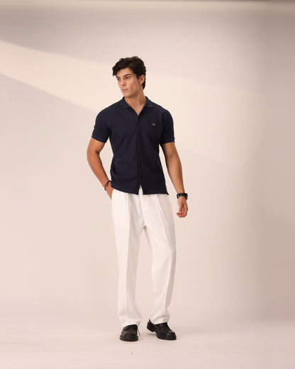 NAVY OTTOMAN KNITTED SHIRT