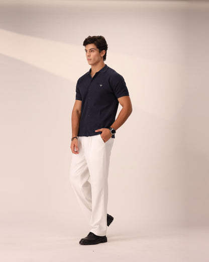 NAVY OTTOMAN KNITTED SHIRT