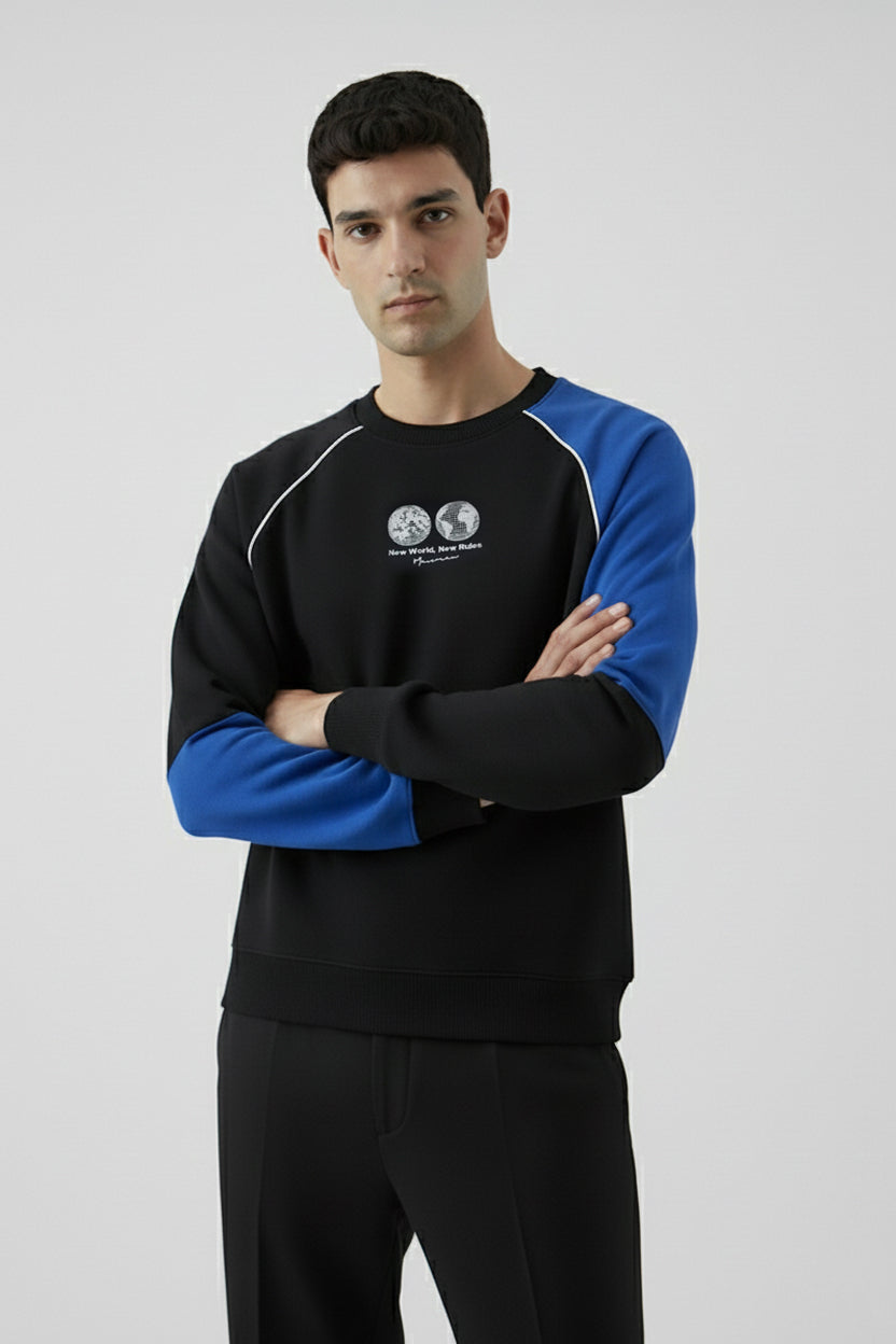 BLACK RAGLAN SWEATSHIRT (UNISEX)