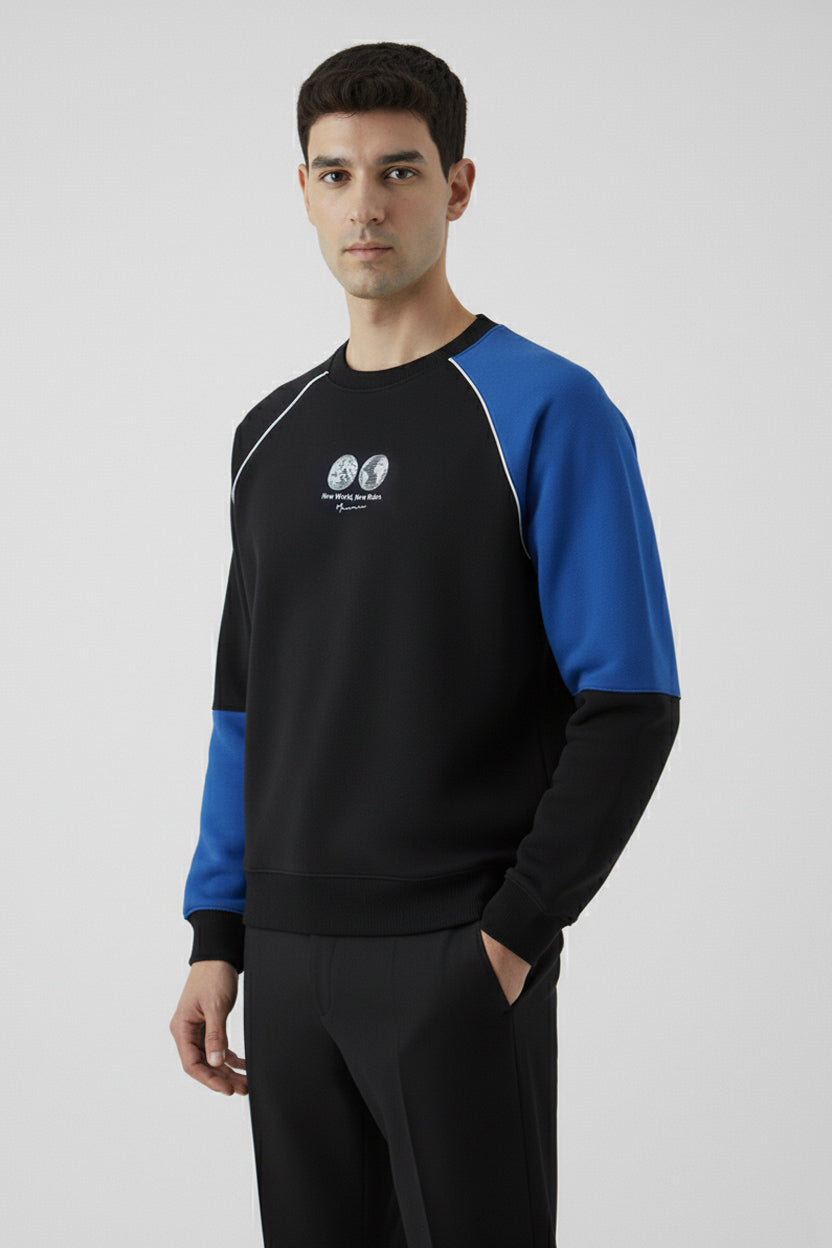 BLACK RAGLAN SWEATSHIRT (UNISEX)