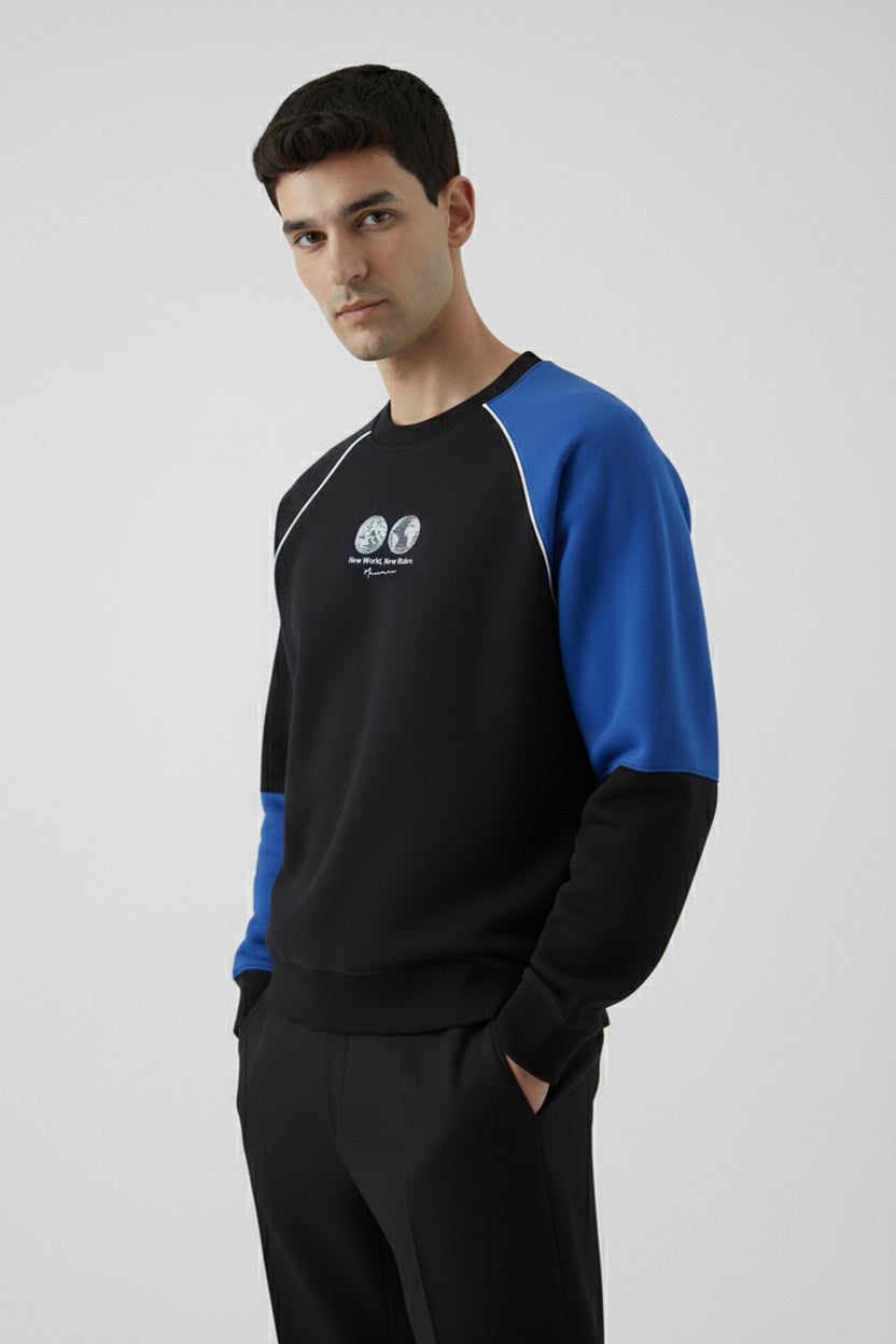 BLACK RAGLAN SWEATSHIRT (UNISEX)