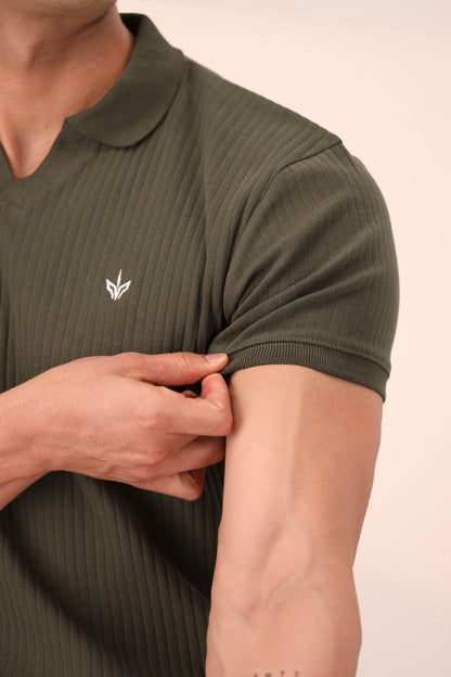 NOIR OLIVE ARTISAN RIB POLO